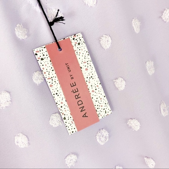 NWT Andree by Unit Lavender Swiss Dot Ruffle Blouse - Picture 5 of 6